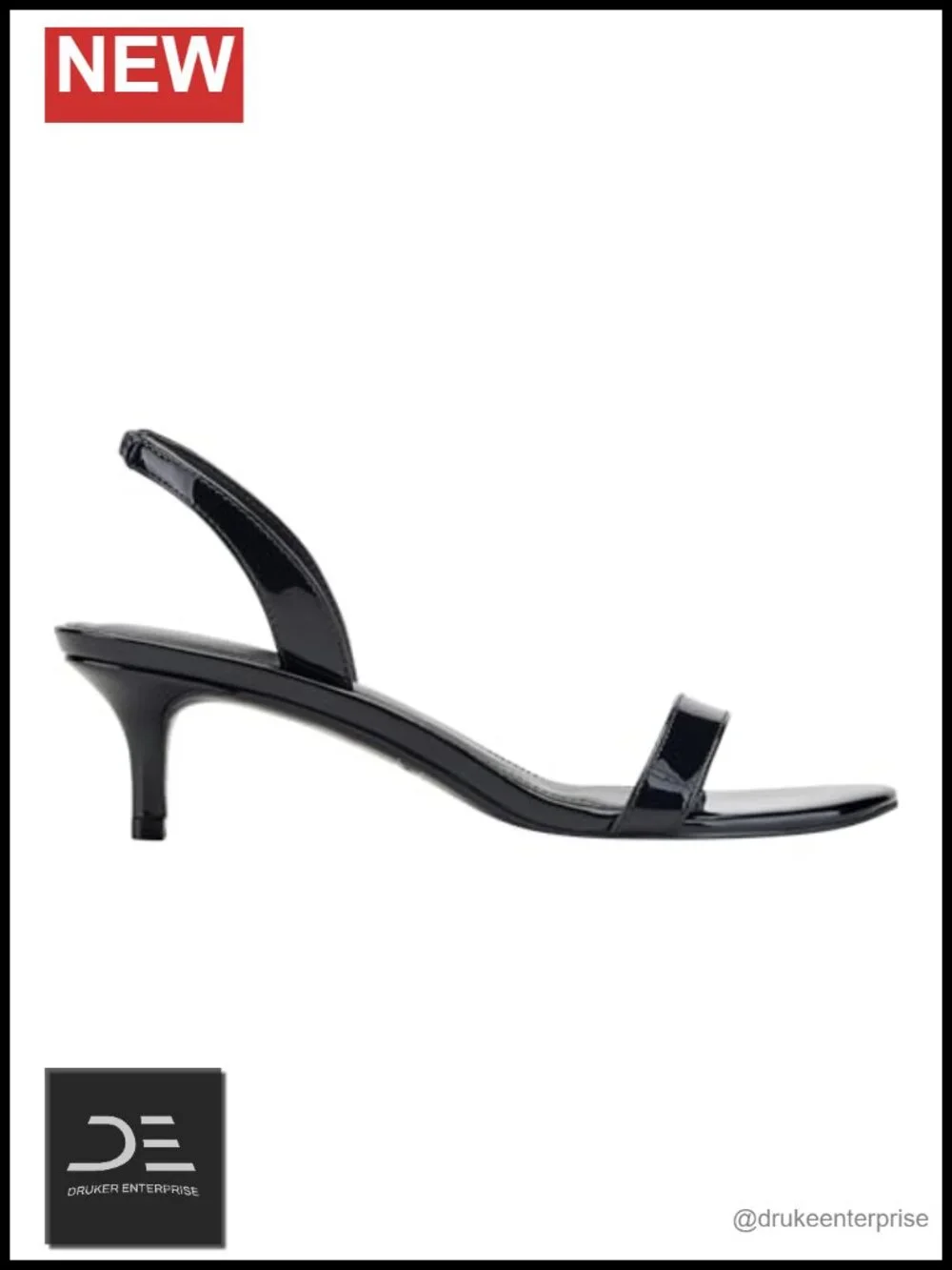 Marc Fisher Salla Faux Patent Leather Slingback Kitten Heels Sandals